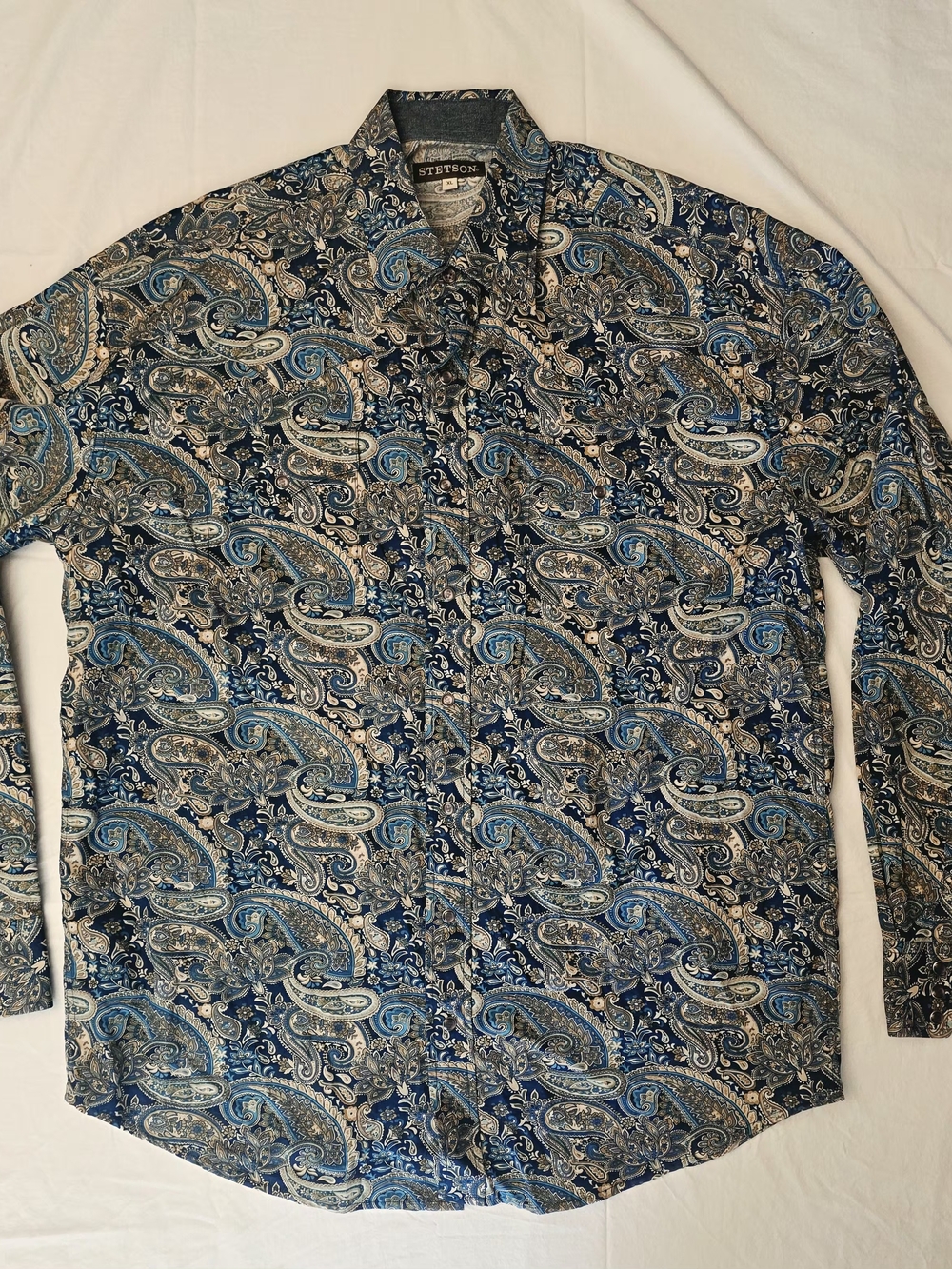 Stetson Men’s XL Premium Paisley 100% Cotton Western Shirt